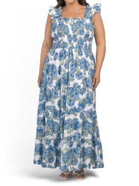 LEA Plus Smocked Top Hydrangea Maxi Dress
